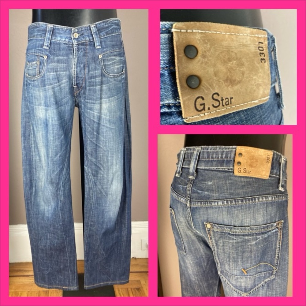 G-Star 3301 Blue Denim Engineered Jeans - 33/34